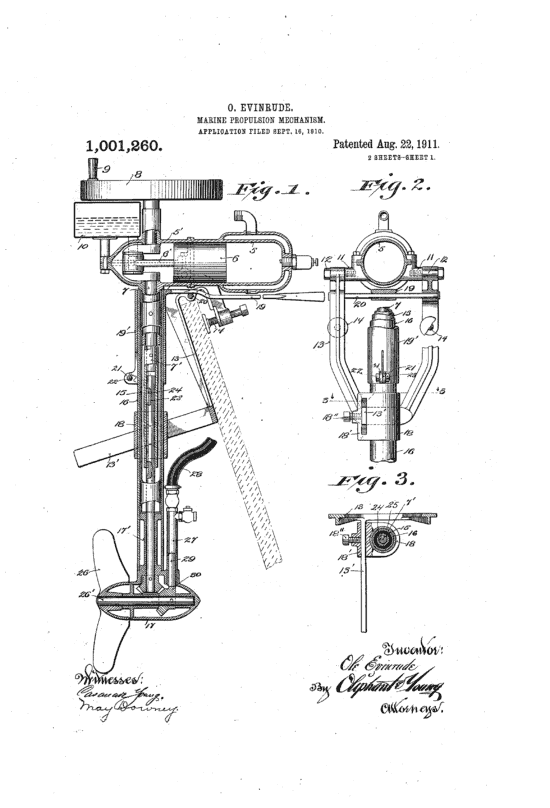 patent drawings of evinrude outboard